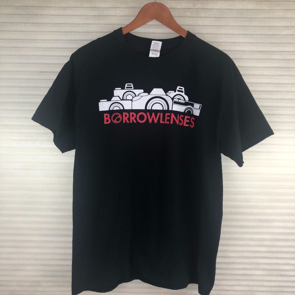 Borrow Lenses Camera Graphic Black & White Short Sleeve Cotton T-Shirt